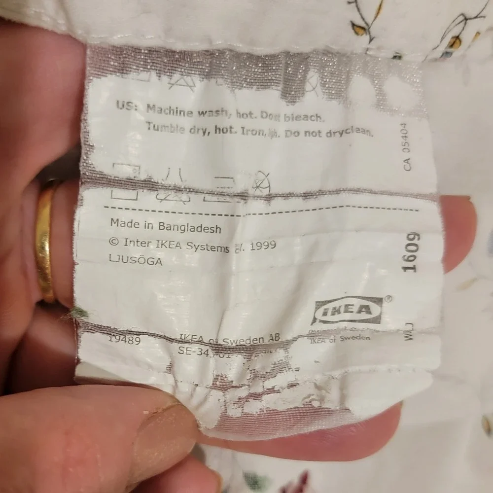 IKEA LJUSÖGA Floral Twin Duvet Cover and Pillowcase Set White Cotton 19489 1609